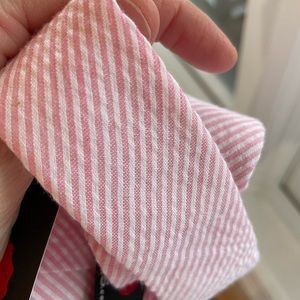 100% cotton pink and white striped tie